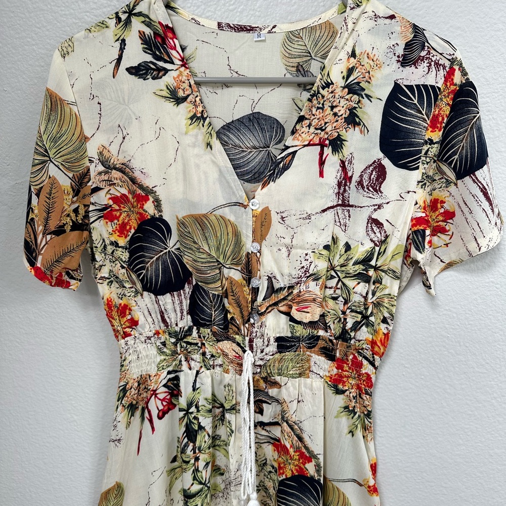 Floral Print Dress with Tassel Tie - Picture 2 of 8